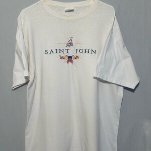 Mens Vintage Saint John, Bumwraps tag  distressed collar 100% Cotton USA made
